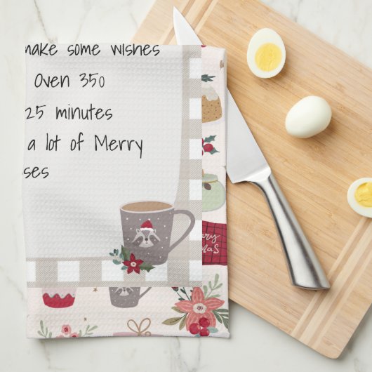 Kerstfeestdag receptie Rood banketbakje Theedoek (Quarter Fold)