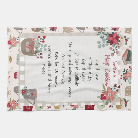 Kerstfeestdag receptie Rood banketbakje Theedoek (Horizontaal)