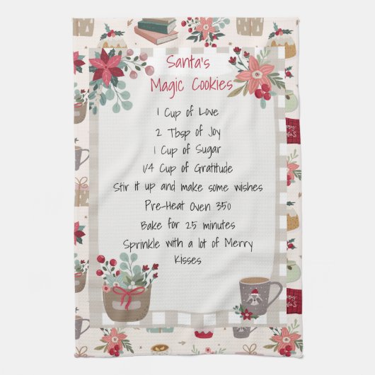 Kerstfeestdag receptie Rood banketbakje Theedoek (Verticaal)