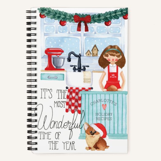 Kerstfeestdag Recipe Book Cookbook Custom Name Notitieboek (Voorkant)