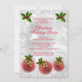 Kerstfeestdag Red Holly Bauble Silver Kaart (Voorkant)