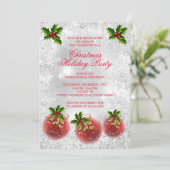 Kerstfeestdag Red Holly Bauble Silver Kaart (Staand voorkant)