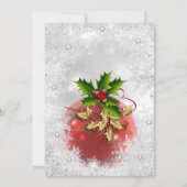 Kerstfeestdag Red Holly Bauble Silver Kaart (Achterkant)