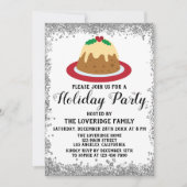 Kerstfeestdag Red Silver Glitter Kaart (Voorkant)