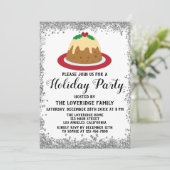 Kerstfeestdag Red Silver Glitter Kaart (Staand voorkant)