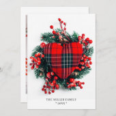 Kerstfeestdag Red Tartan Heart Foto (Voorkant / Achterkant)