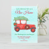 Kerstfeestdag: Red Truck Blue Aankondiging (Staand voorkant)