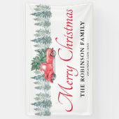 Kerstfeestdag  Red Truck Spandoek (Verticaal)