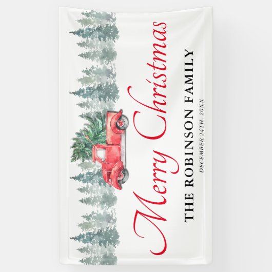 Kerstfeestdag Red Truck Spandoek (Verticaal)