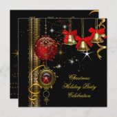 Kerstfeestdag Red White Black Gold Kaart (Voorkant / Achterkant)