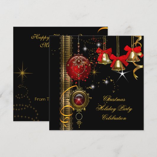 Kerstfeestdag Red White Black Gold Kaart (Voorkant / Achterkant)