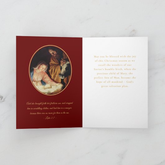 Kerstfeestdag: Religieuze gouden kerstfeestdag Kaart (Binnen)
