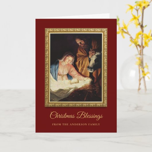 Kerstfeestdag: Religieuze gouden kerstfeestdag Kaart (Gele Bloem)