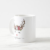 kerstfeestdag rendierFloral gepersonaliseerd Koffiemok (Voorkant links)