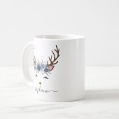 kerstfeestdag rendierFloral gepersonaliseerd Koffiemok (Voorkant links)