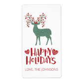 kerstfeestdag rendierlabel etiket (Voorkant)