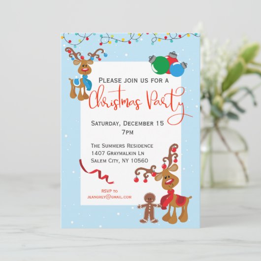 Kerstfeestdag, rendierlijk Rudolph Kaart (Staand voorkant)