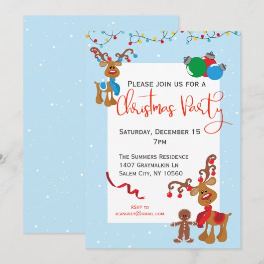 Kerstfeestdag, rendierlijk Rudolph Kaart (Voorkant / Achterkant)