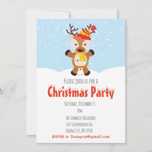 Kerstfeestdag rendierverlichting kaart (Voorkant)