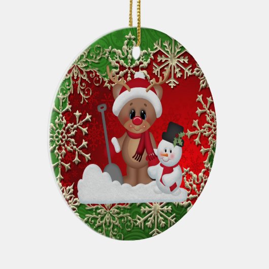 kerstfeestdag rendierversiering cartoon keramisch ornament (Rechts)