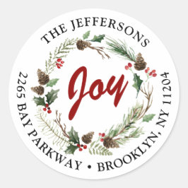 kerstfeestdag — Retouradres Ronde Sticker