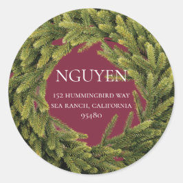 kerstfeestdag — Retouradres Ronde Sticker