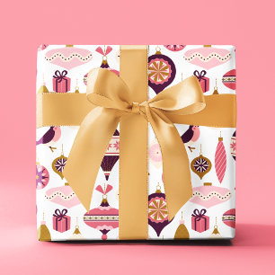 Kerstfeestdag  Retro Decorations Bauble Cadeaupapier