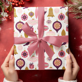 Kerstfeestdag Retro Decorations Bauble Cadeaupapier