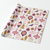 Kerstfeestdag  Retro Decorations Bauble Cadeaupapier (Uitgerold)