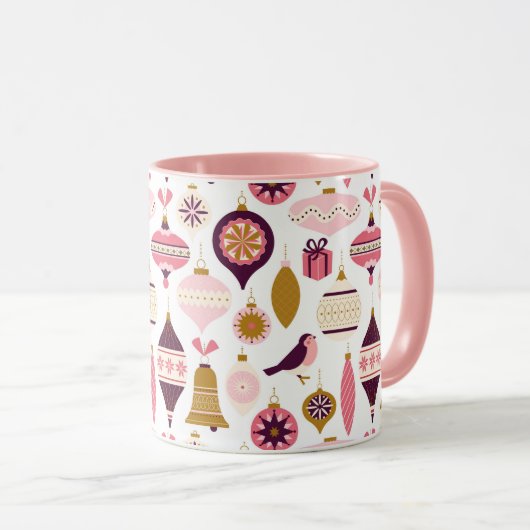 Kerstfeestdag  Retro Decorations Bauble Mok (Voorkant rechts)