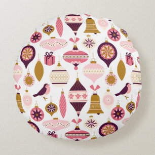 Kerstfeestdag Retro Decorations Bauble Rond Kussen