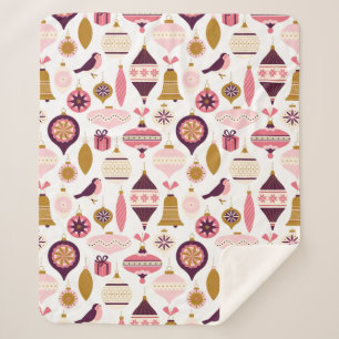 Kerstfeestdag  Retro Decorations Bauble Sherpa Deken