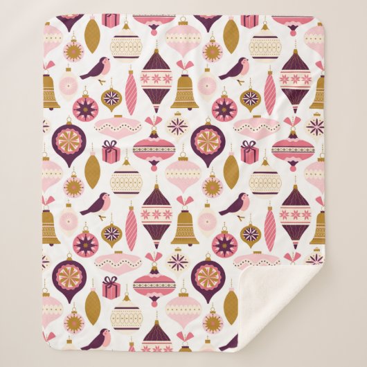 Kerstfeestdag  Retro Decorations Bauble Sherpa Deken (Voorkant)