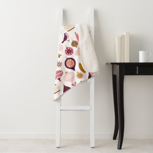 Kerstfeestdag  Retro Decorations Bauble Sherpa Deken (In situ)