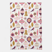 Kerstfeestdag  Retro Decorations Bauble Theedoek (Verticaal)