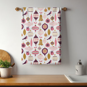 Kerstfeestdag  Retro Decorations Bauble Theedoek