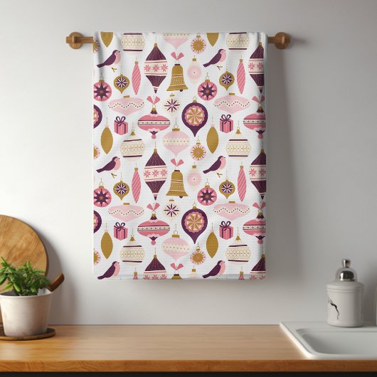 Kerstfeestdag  Retro Decorations Bauble Theedoek