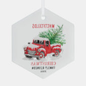 Kerstfeestdag - Reunion Red Truck op maat Glas Ornament (Achterkant)