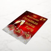 Kerstfeestdag - Rode gouden champagne Folie Feestdagenkaart (Gedraaid)