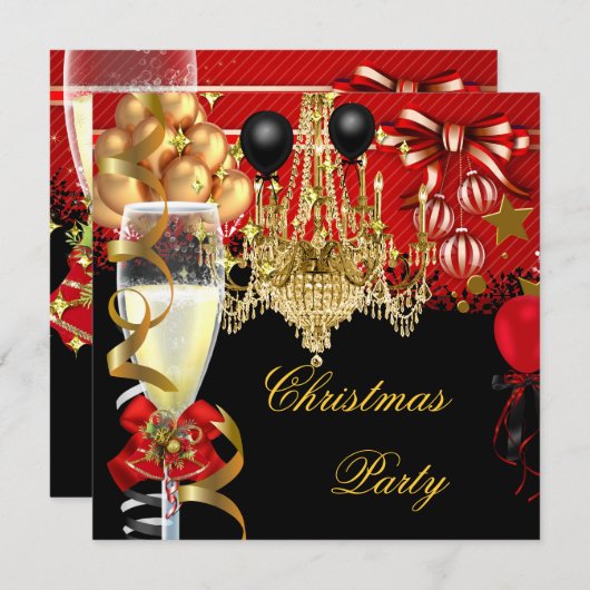 Kerstfeestdag - Rode gouden Zwarte Kerst 2 Kaart (Voorkant / Achterkant)