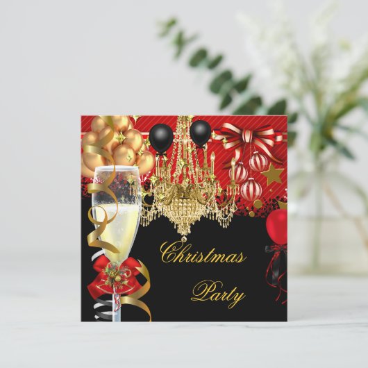 Kerstfeestdag - Rode gouden Zwarte Kerst 2 Kaart (Staand voorkant)