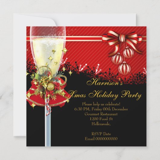 Kerstfeestdag - Rode gouden Zwarte Kerst 2 Kaart (Achterkant)