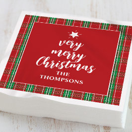 Kerstfeestdag rode groene feestdag met staafjes servet