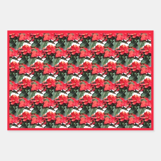 kerstfeestdag rode poinsettia — ventilatordruk inpakpapier vel (Voorkant)