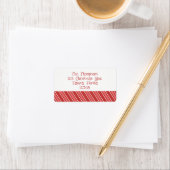 Kerstfeestdag Rode Striping Whimsical Cute Etiket (Insitu)