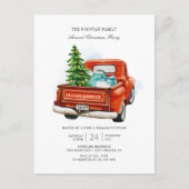 Kerstfeestdag Rode  Vrachtwagen Uitnodiging Briefkaart (Voorkant)
