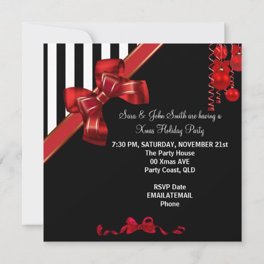 Kerstfeestdag Rode Witte Stripe Kerstmis Kaart (Achterkant)