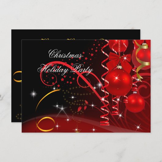 Kerstfeestdag - Rode zwarte goudzalen Kaart (Voorkant / Achterkant)