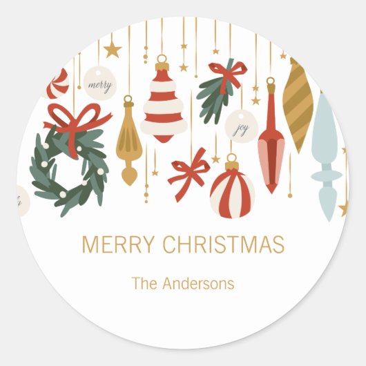 kerstfeestdag ronde sticker (Voorkant)