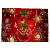 Kerstfeestdag rood Baubles Holly Inv Groot Cadeauzakje (Achterkant)